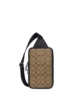 ( PREORDER ) Coach Sullivan Pack Crossbody Bag Blocked Signature Canvas In Gunmetal Khaki Charcoal C9865