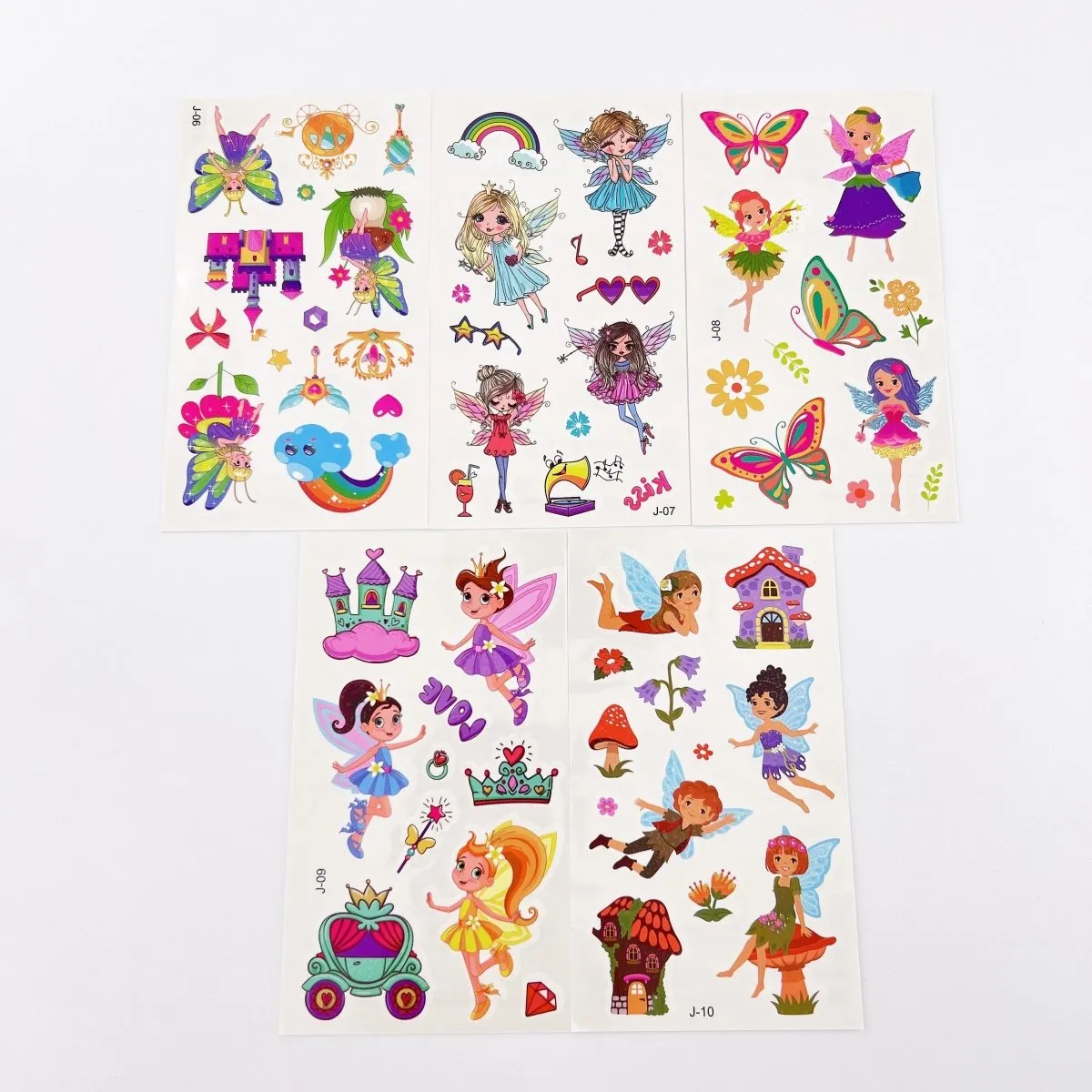 10 Sheets Kids Birthday Party Supplies Cartoon Fairy Temporary Tattoos