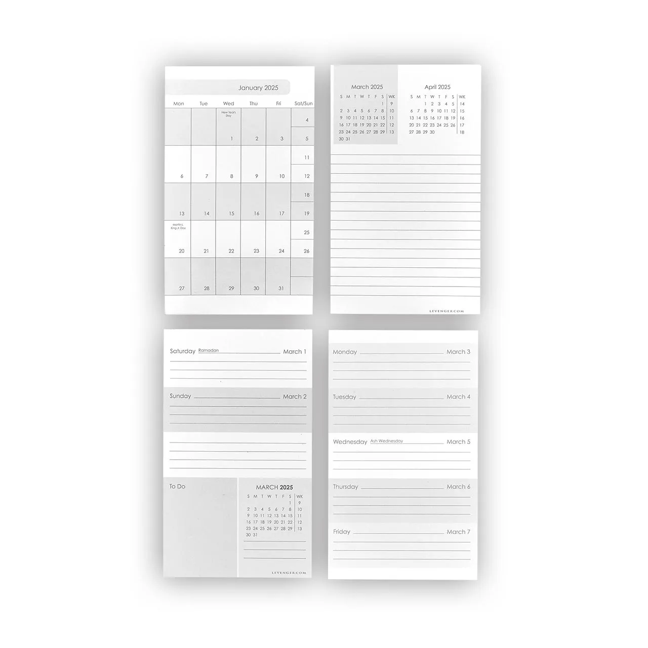 2025 Weekly and Monthly 3 x 5 Calendar Cards (set of 76)