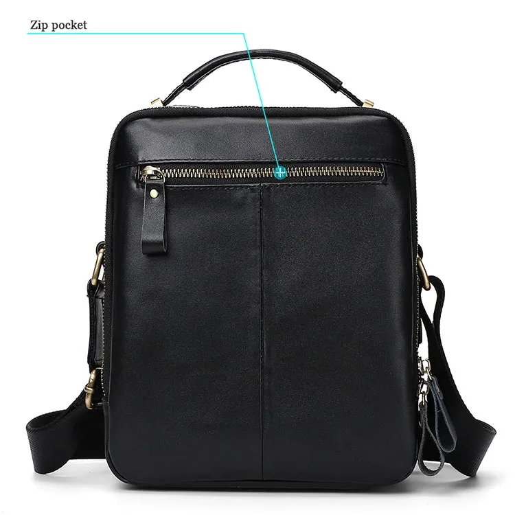 6028 Multifunctional Fashion Top-grain Leather Messenger Bag Casual Men Shoulder Bag (Coffee)