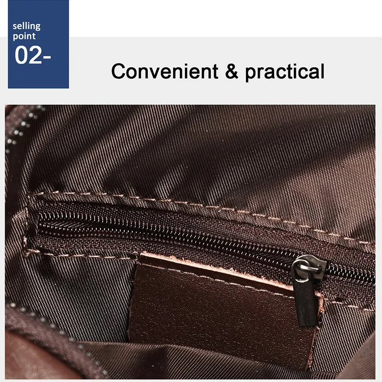 6029 Multifunctional Fashion Top-grain Leather Messenger Bag Casual Men Shoulder Bag (Black)