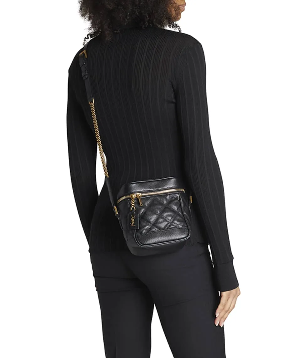 80s Saint Laurent Vanity Grain de Poudre Quilted Shoulder Bag