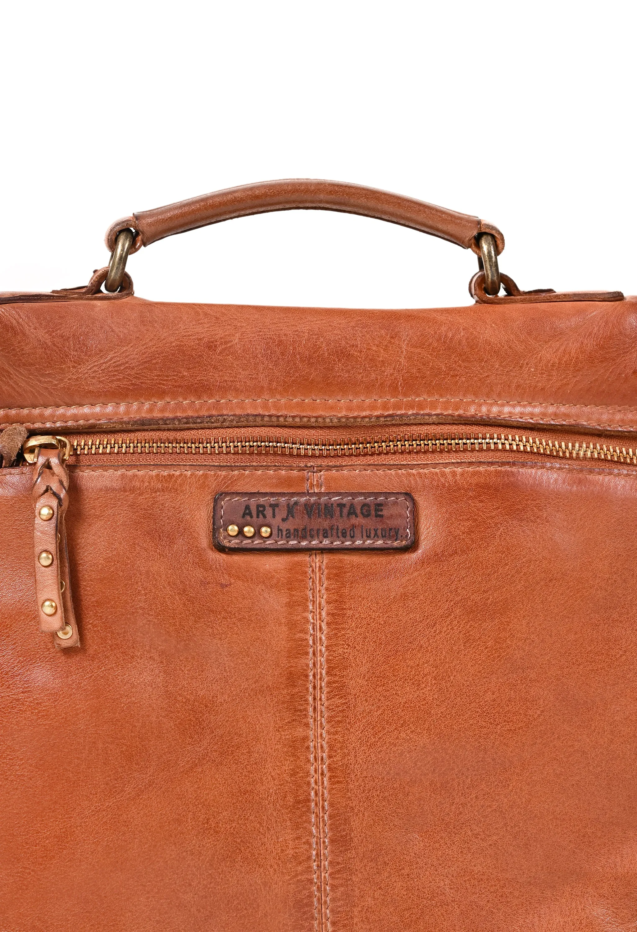 Art N Vintage Nathan: Real Leather Tan Crossbody Bag