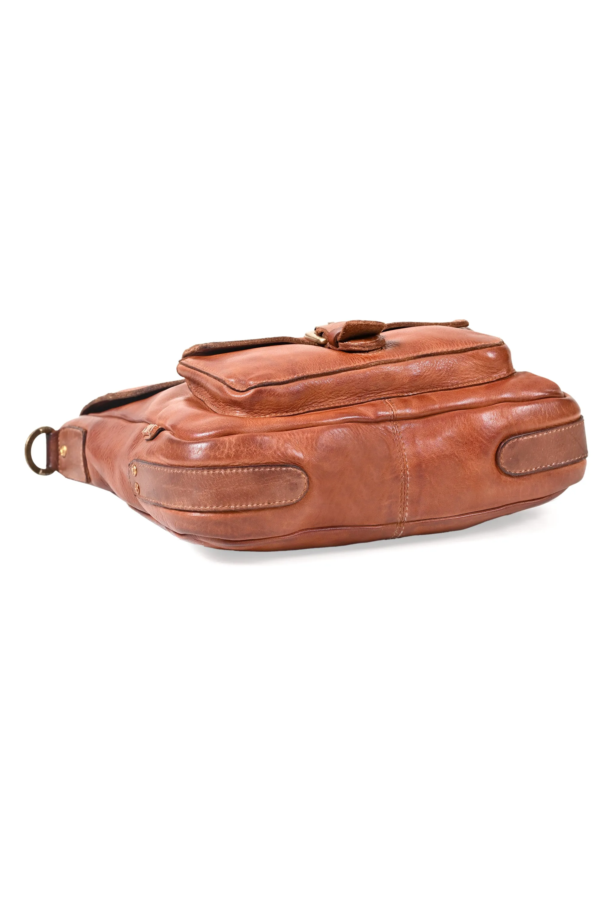 Art N Vintage Nathan: Real Leather Tan Crossbody Bag