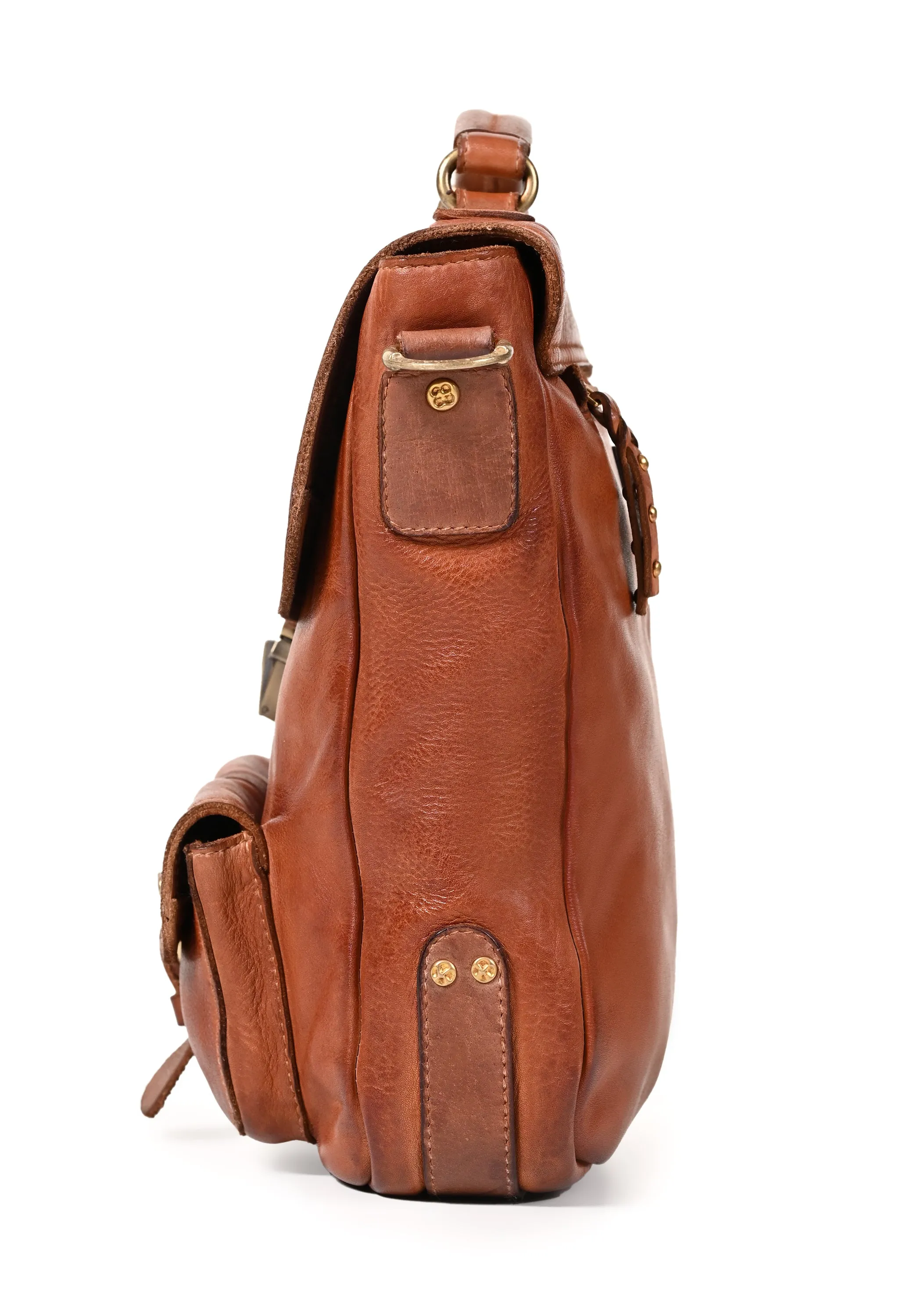 Art N Vintage Nathan: Real Leather Tan Crossbody Bag