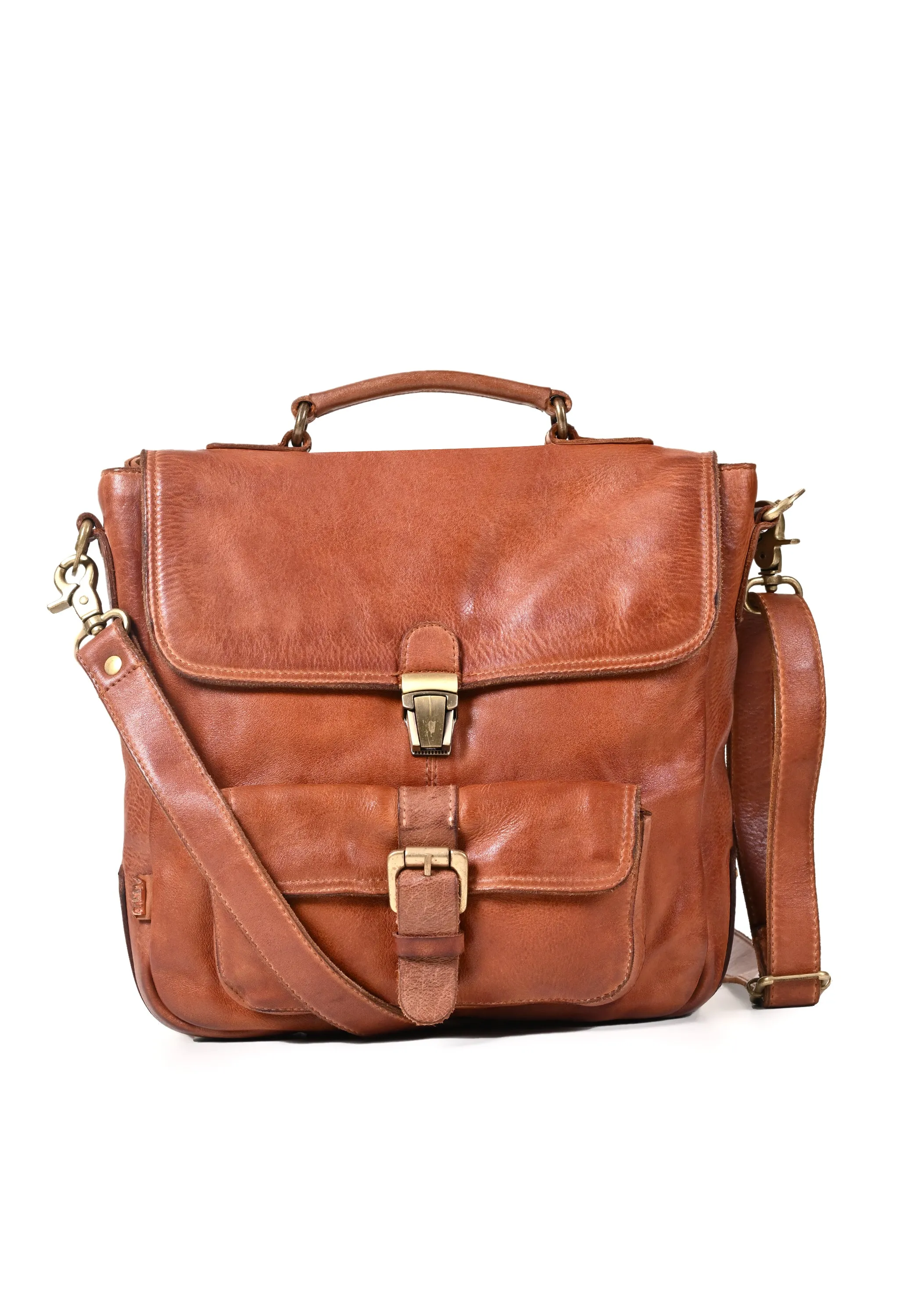 Art N Vintage Nathan: Real Leather Tan Crossbody Bag