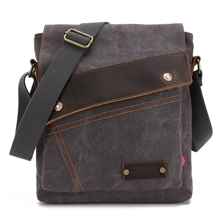 AUGUR 9088 Retro Vertical Style Canvas Shoulder Messenger Crossby Bag(Grey)