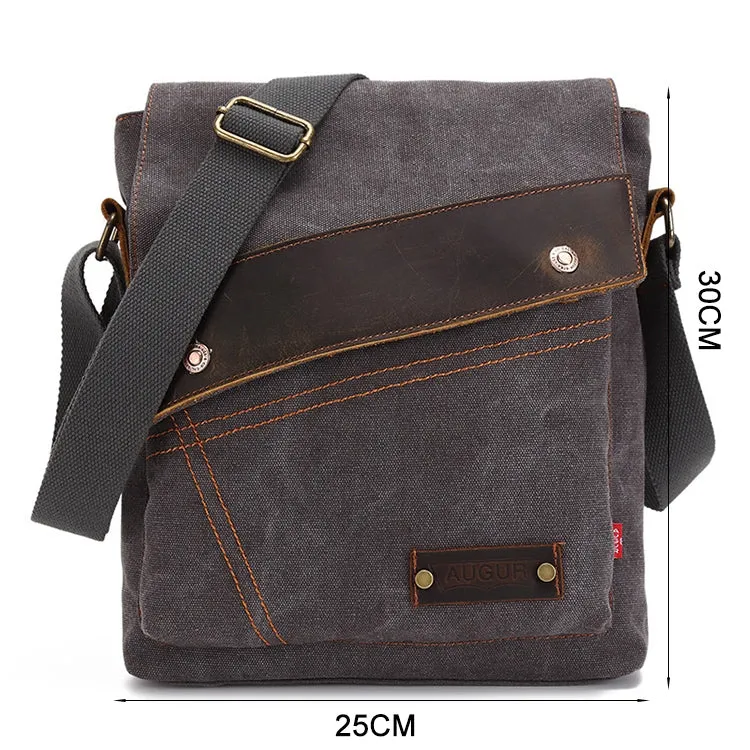 AUGUR 9088 Retro Vertical Style Canvas Shoulder Messenger Crossby Bag(Grey)