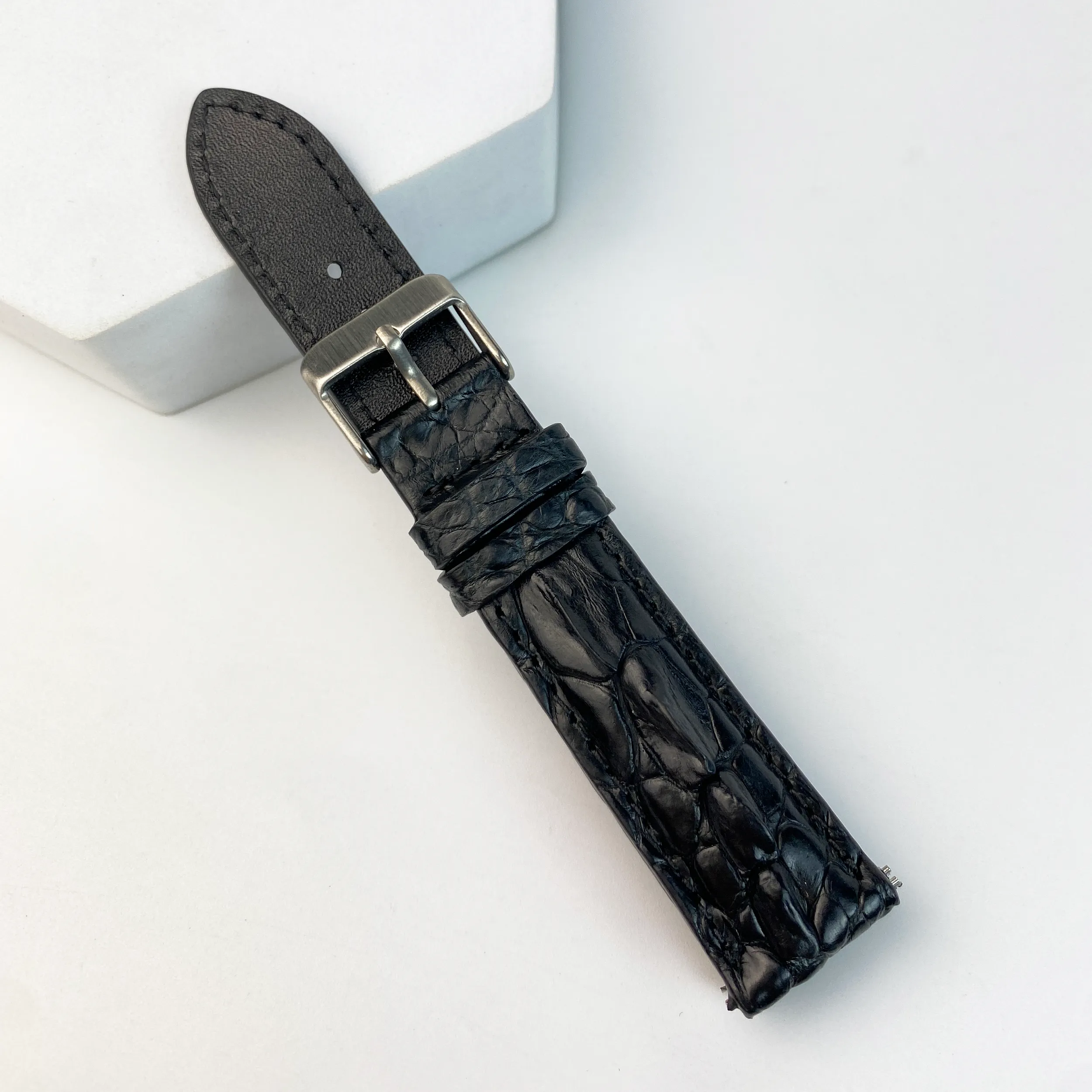 Black Alligator Hornback Leather Watch Band DH-87