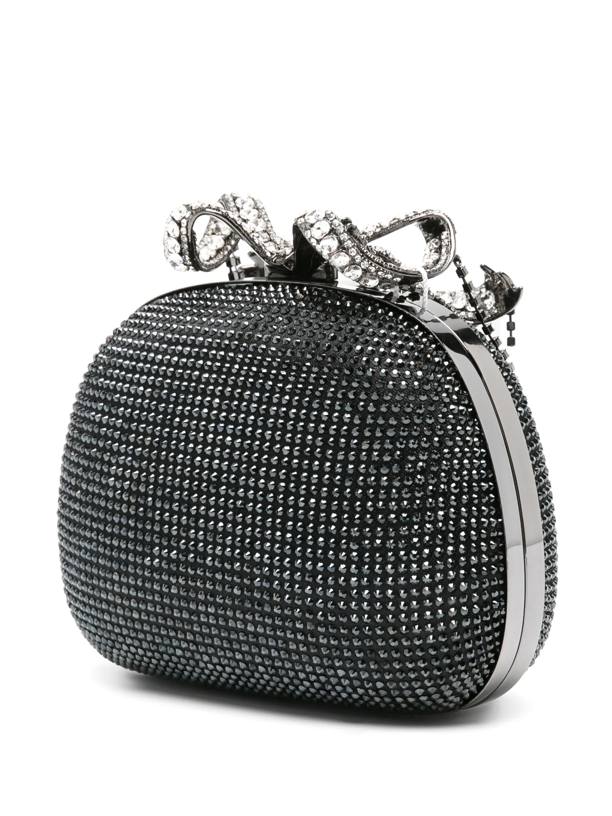 Black Satin Rhinestone Clutch