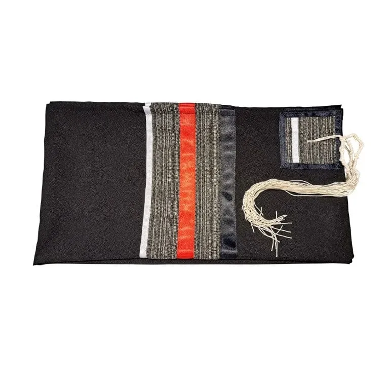 Black Tallit for Men with Red, Bar Mitzvah Tallit Prayer Shawl Tzitzit