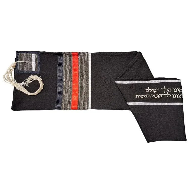 Black Tallit for Men with Red, Bar Mitzvah Tallit Prayer Shawl Tzitzit