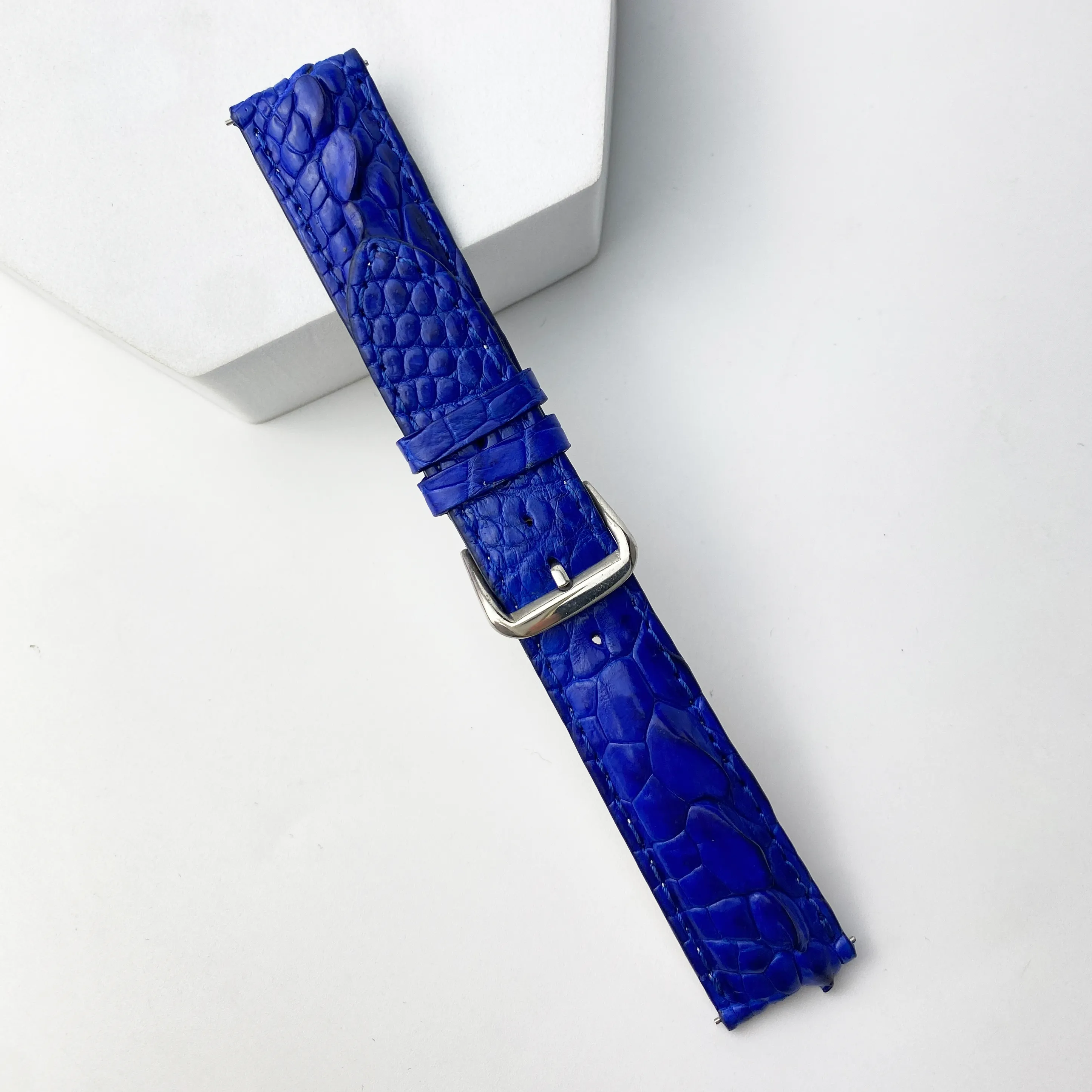 Blue Alligator Leather Watch Band For Men | Premium Crocodile Quick Release Replacement Wristwatch Strap | DH-85