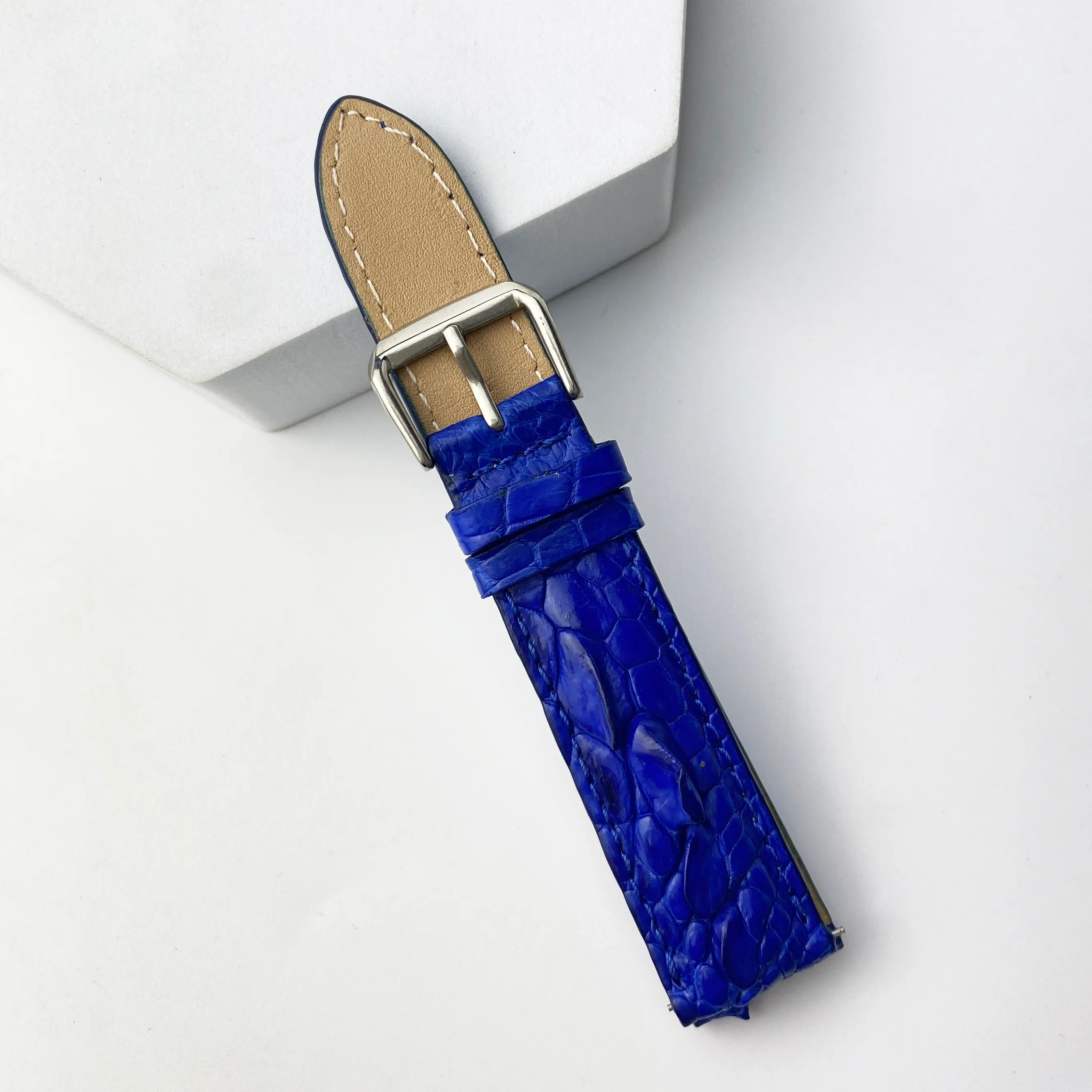 Blue Alligator Leather Watch Band For Men | Premium Crocodile Quick Release Replacement Wristwatch Strap | DH-85