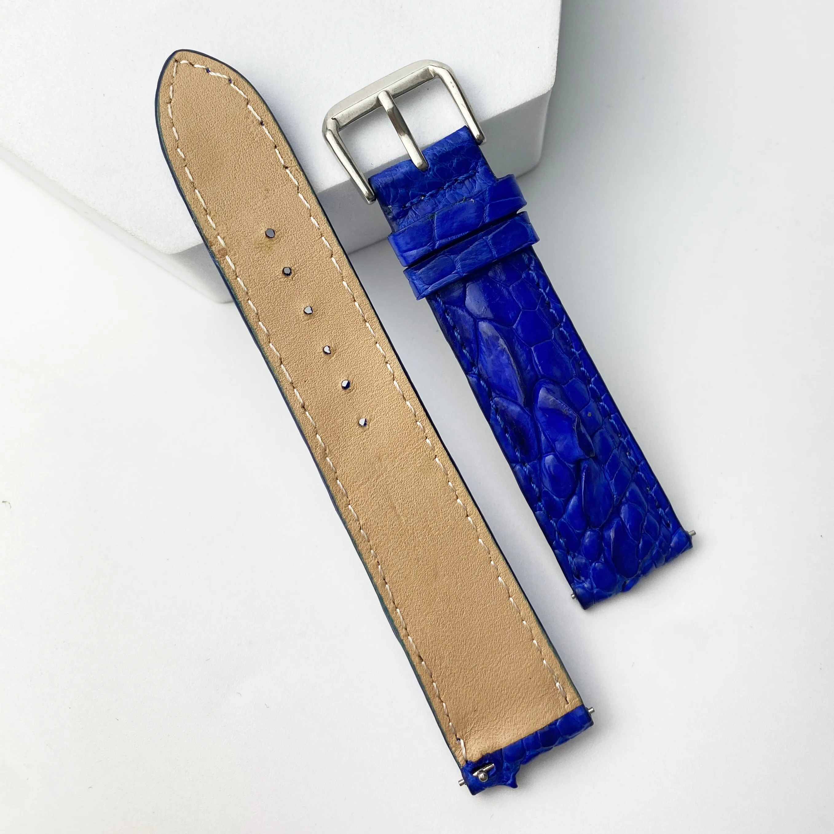 Blue Alligator Leather Watch Band For Men | Premium Crocodile Quick Release Replacement Wristwatch Strap | DH-85