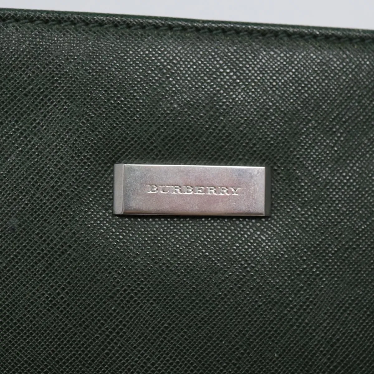 BURBERRY Clutch Bag Leather Green  bs16497