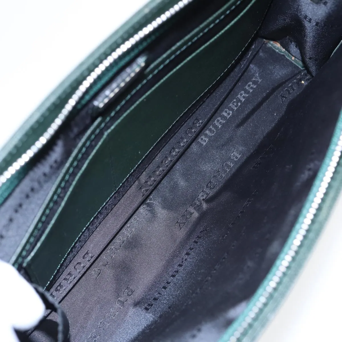 BURBERRY Clutch Bag Leather Green  bs16497