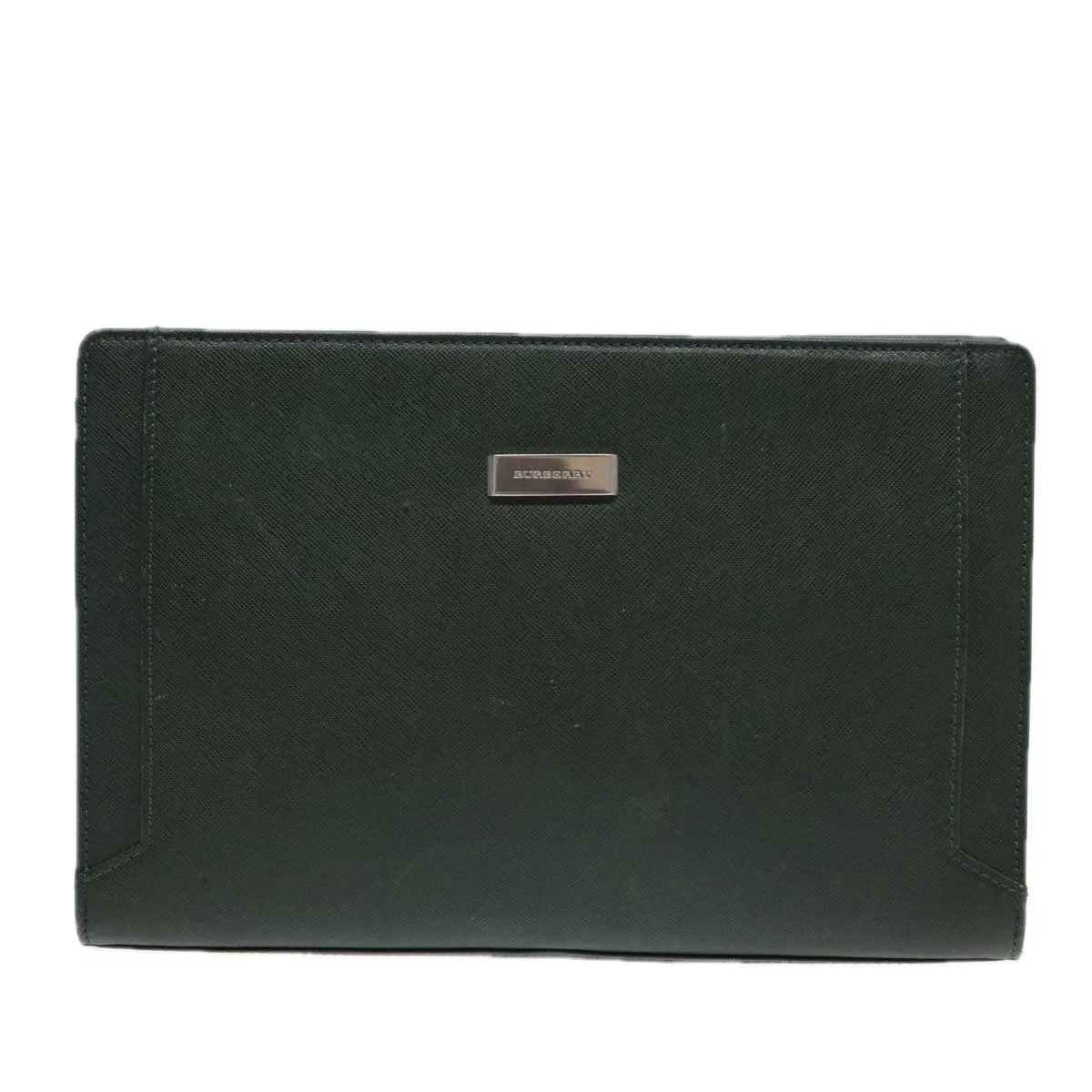 BURBERRY Clutch Bag Leather Green  bs16497