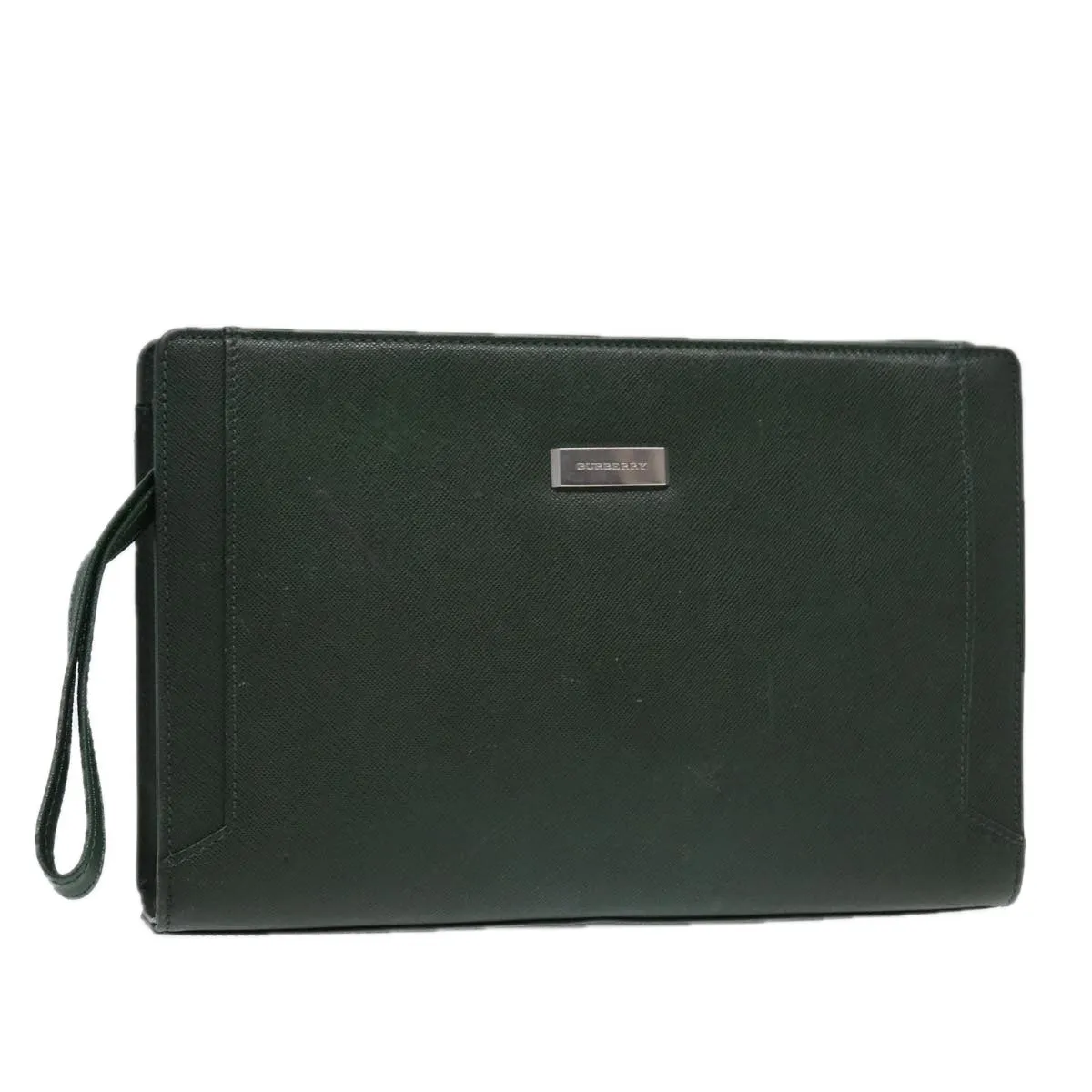 BURBERRY Clutch Bag Leather Green  bs16497