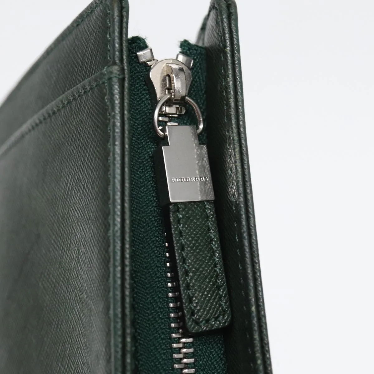 BURBERRY Clutch Bag Leather Green  bs16497