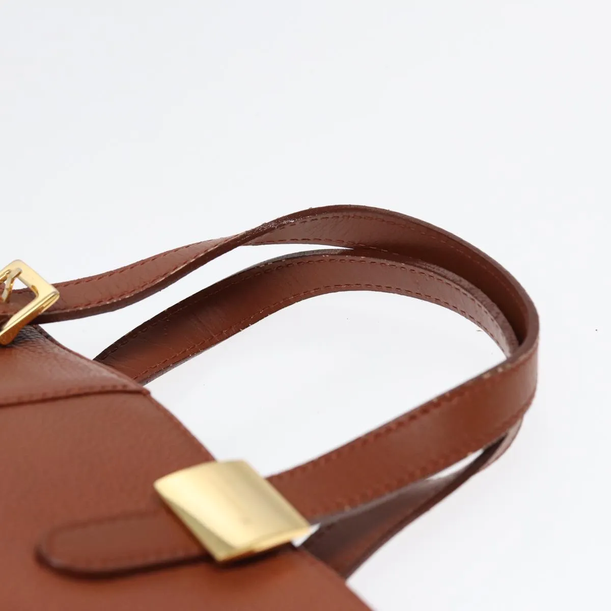 BURBERRY Hand Bag Leather Brown Gold  hk1566