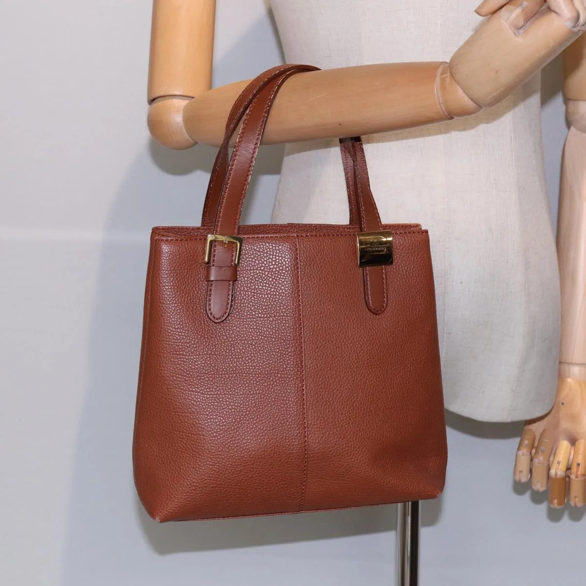 BURBERRY Hand Bag Leather Brown Gold  hk1566