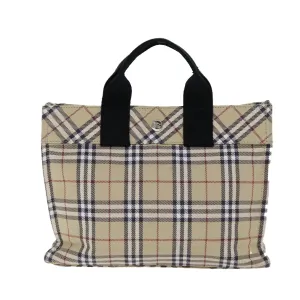 BURBERRY Nova Check Blue Label Hand Bag Canvas Beige  yk12723