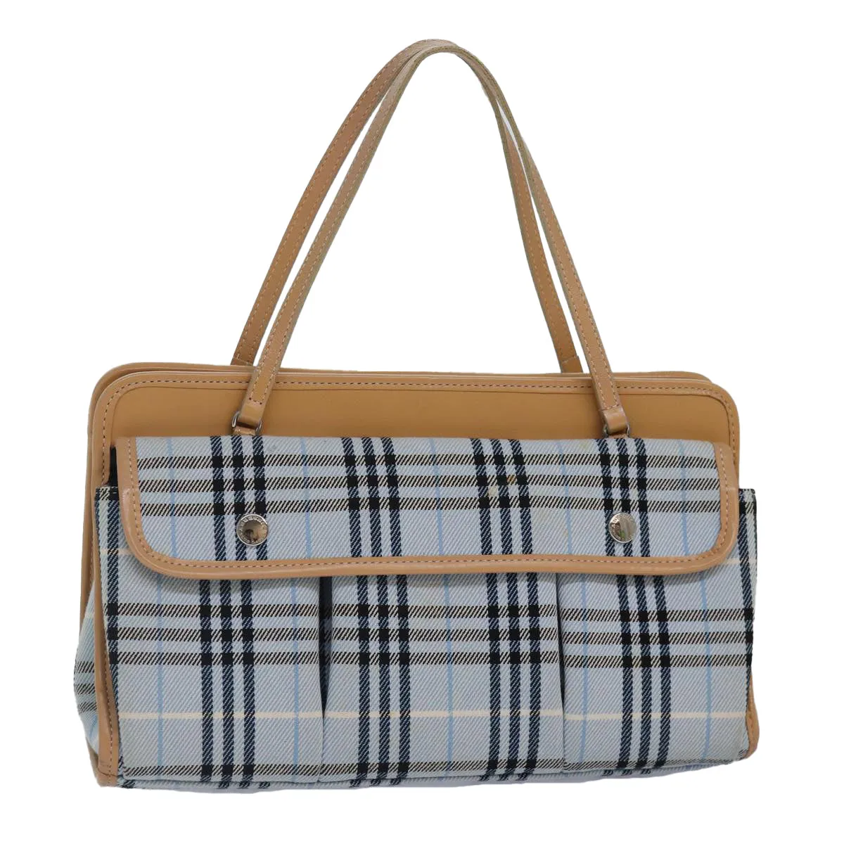 BURBERRY Nova Check Blue Label Hand Bag Canvas Light Blue Beige  87639