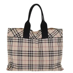 BURBERRY Nova Check Blue Label Hand Bag Nylon Beige  kk235