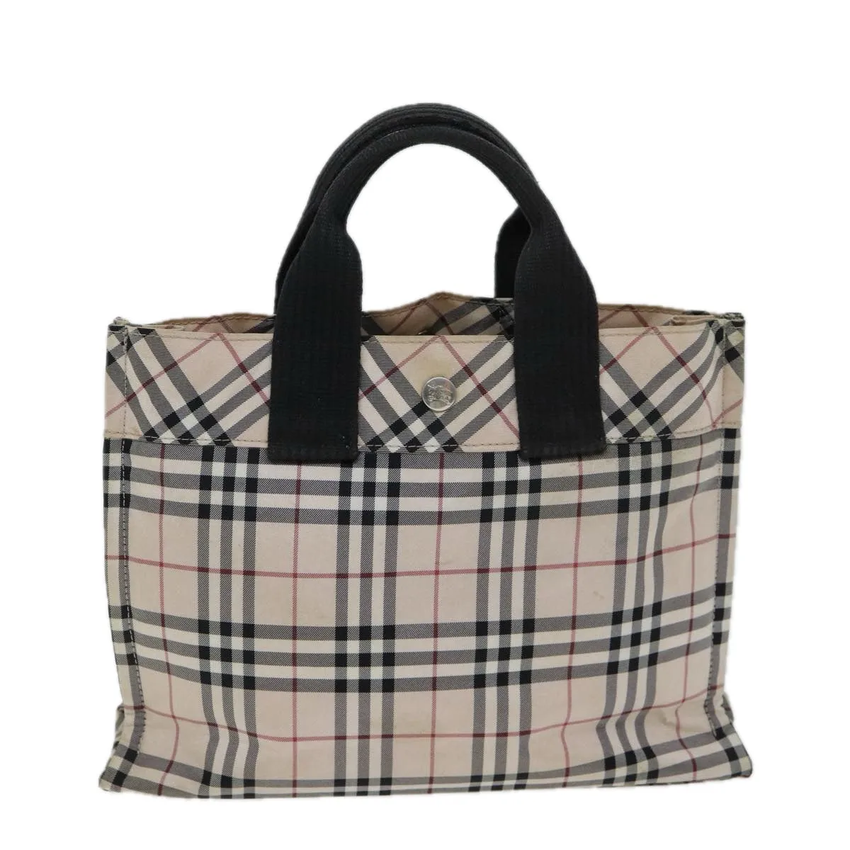 BURBERRY Nova Check Blue Label Hand Bag Nylon Beige  yb584