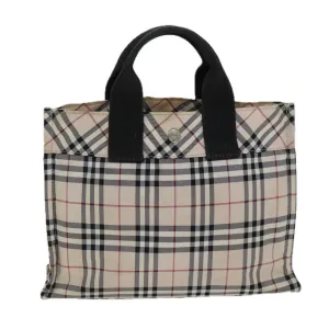 BURBERRY Nova Check Blue Label Hand Bag Nylon Beige  yb584