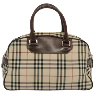 BURBERRY Nova Check Boston Bag Canvas Beige  67063