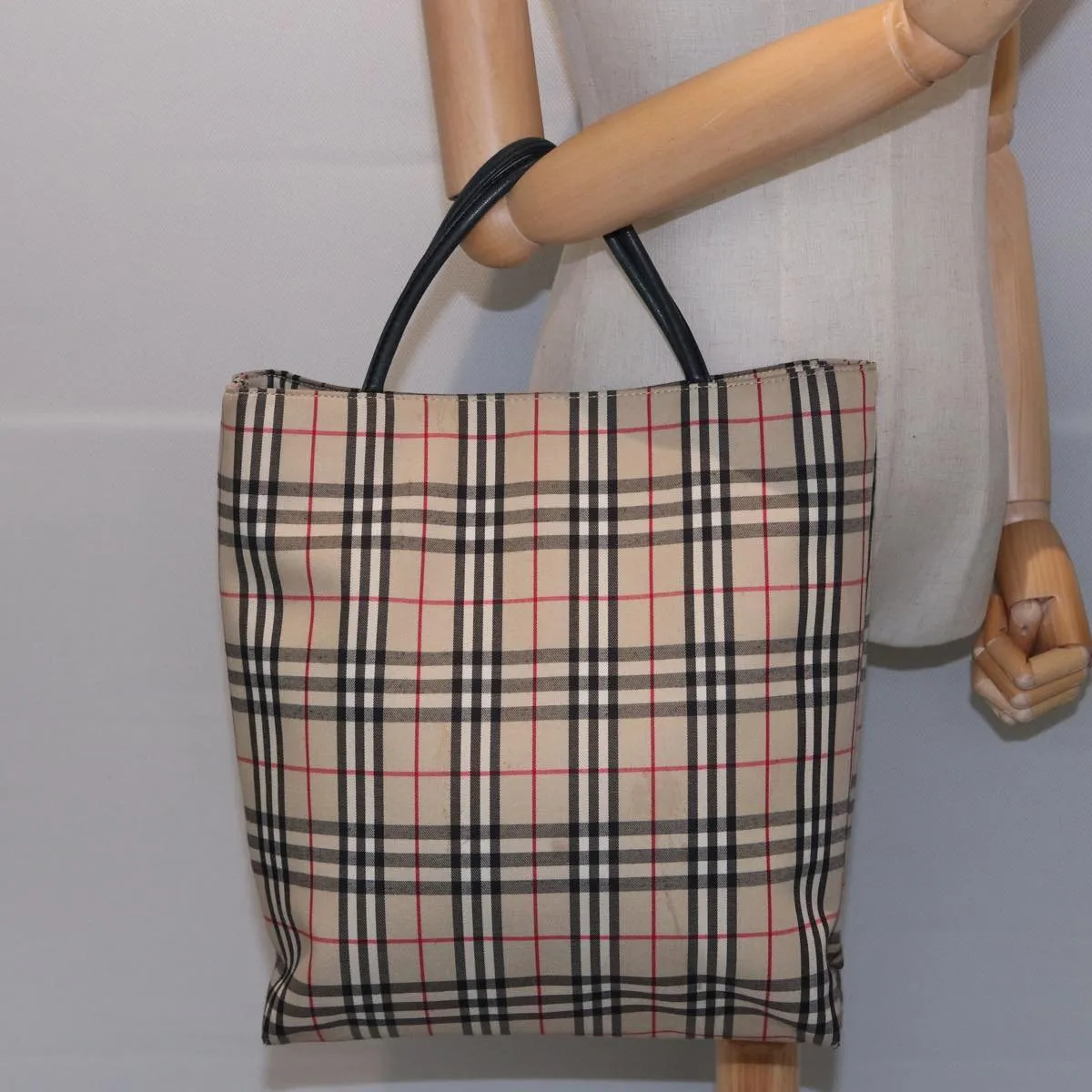 BURBERRY Nova Check Hand Bag Canvas Beige  81820