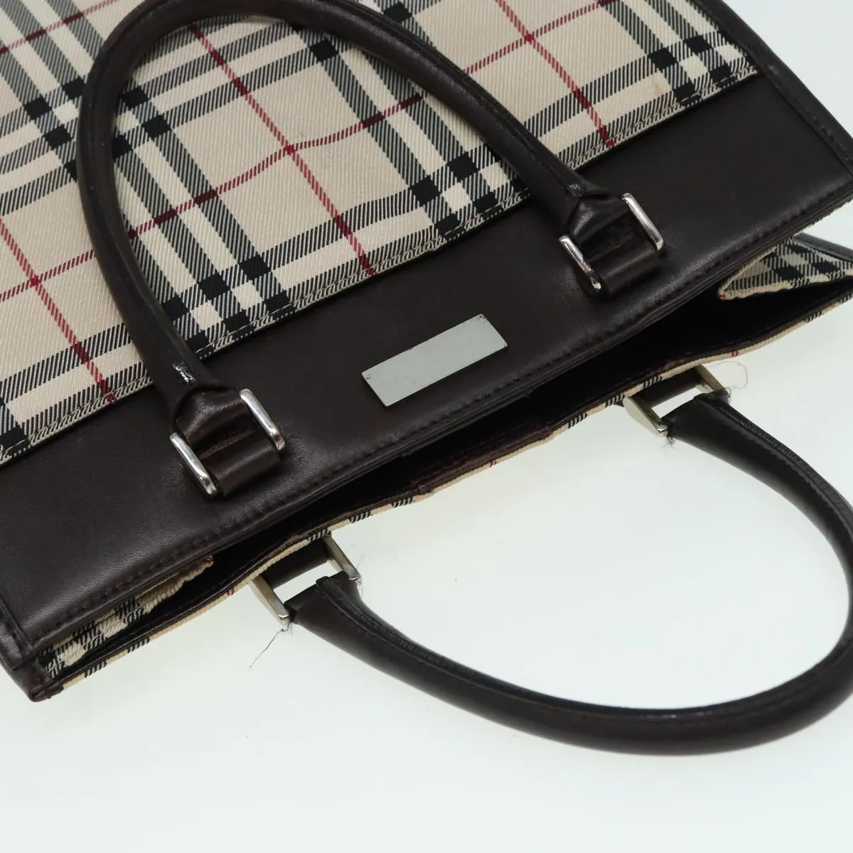 BURBERRY Nova Check Hand Bag Canvas Beige Dark Brown  bs15800