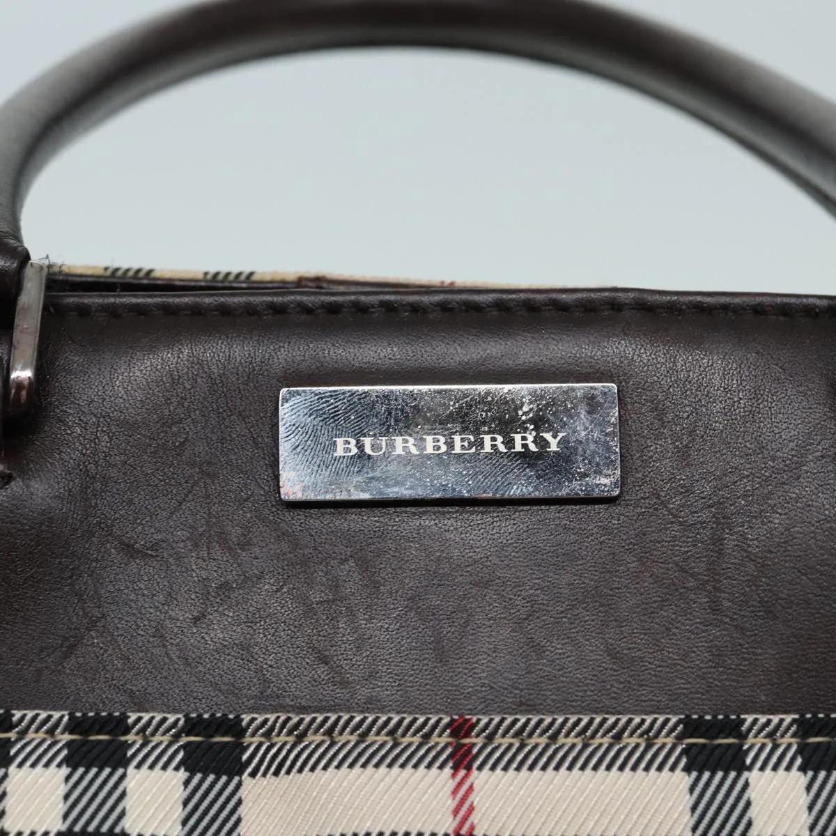 BURBERRY Nova Check Hand Bag Canvas Beige Dark Brown  bs15800