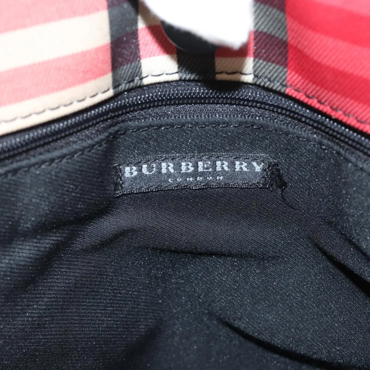 BURBERRY Nova Check Hand Bag Canvas Red  bs15741