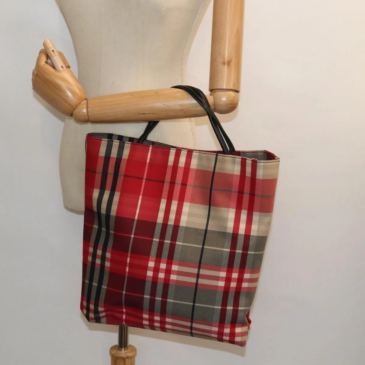 BURBERRY Nova Check Hand Bag Canvas Red  bs15741