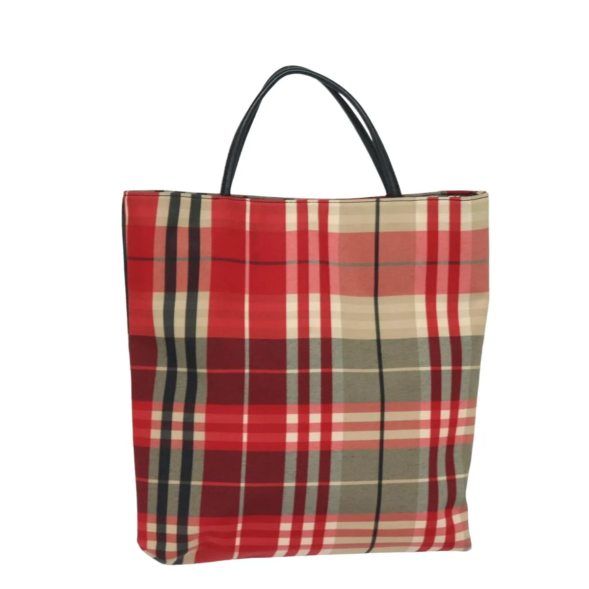 BURBERRY Nova Check Hand Bag Canvas Red  bs15741