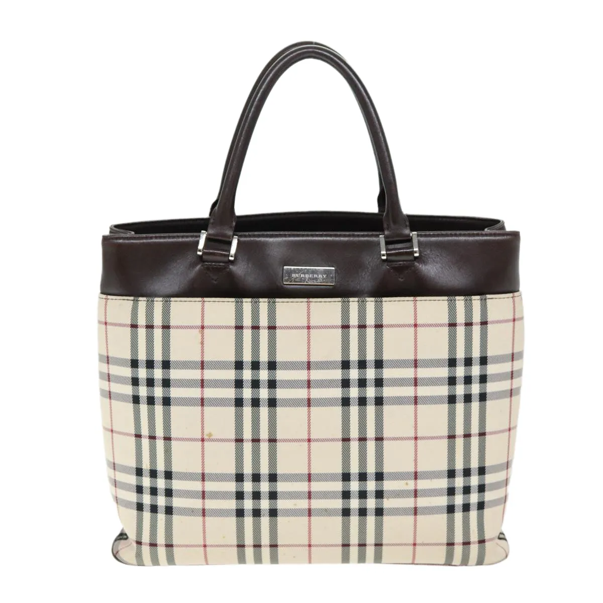 BURBERRY Nova Check Hand Bag Polyester Beige  yk12722