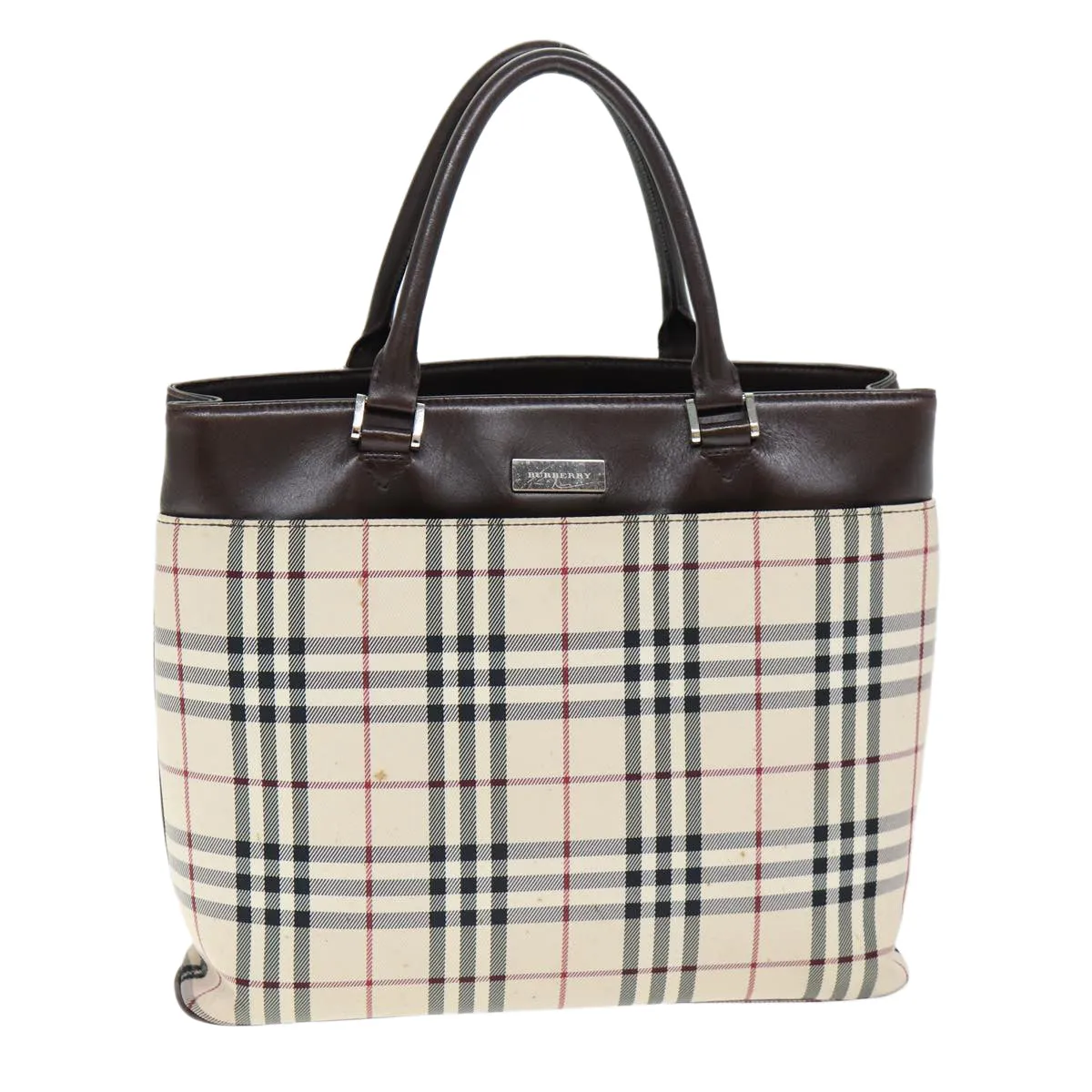 BURBERRY Nova Check Hand Bag Polyester Beige  yk12722