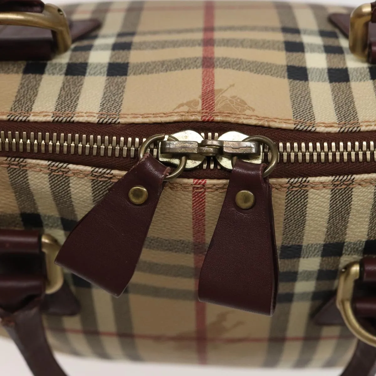 BURBERRY Nova Check Hand Bag PVC Leather Beige  yk13293