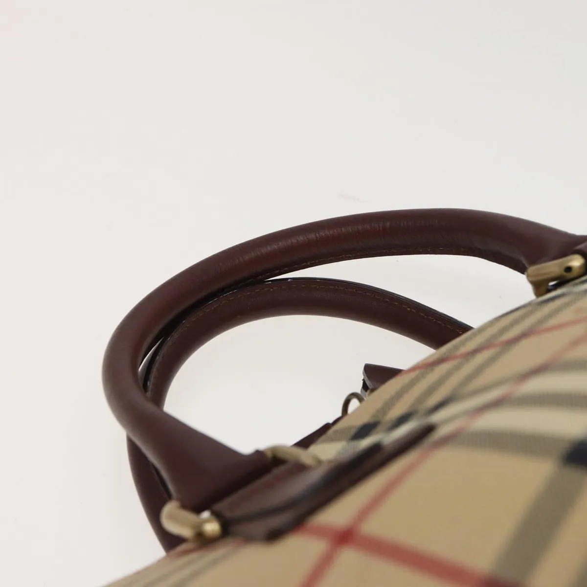 BURBERRY Nova Check Hand Bag PVC Leather Beige  yk13293