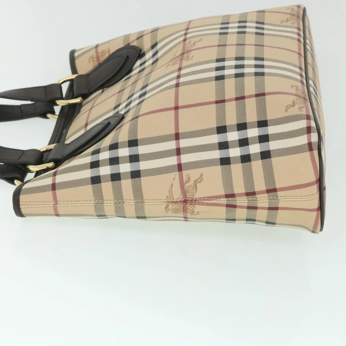 BURBERRY Nova Check Hand Bag PVC Leather Beige  yk8975