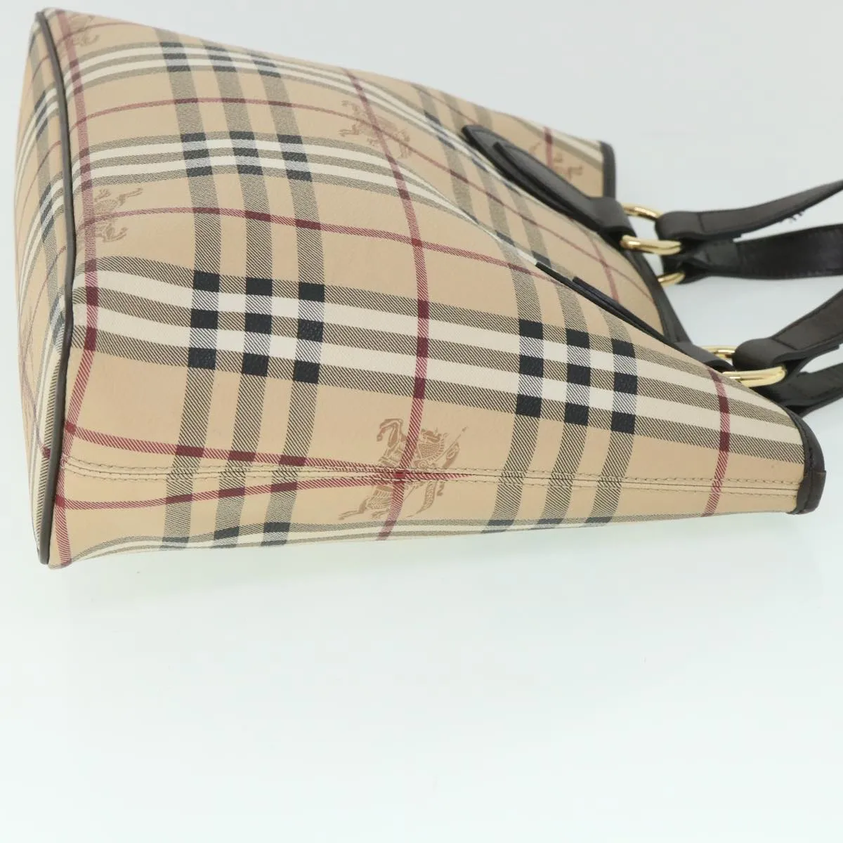 BURBERRY Nova Check Hand Bag PVC Leather Beige  yk8975