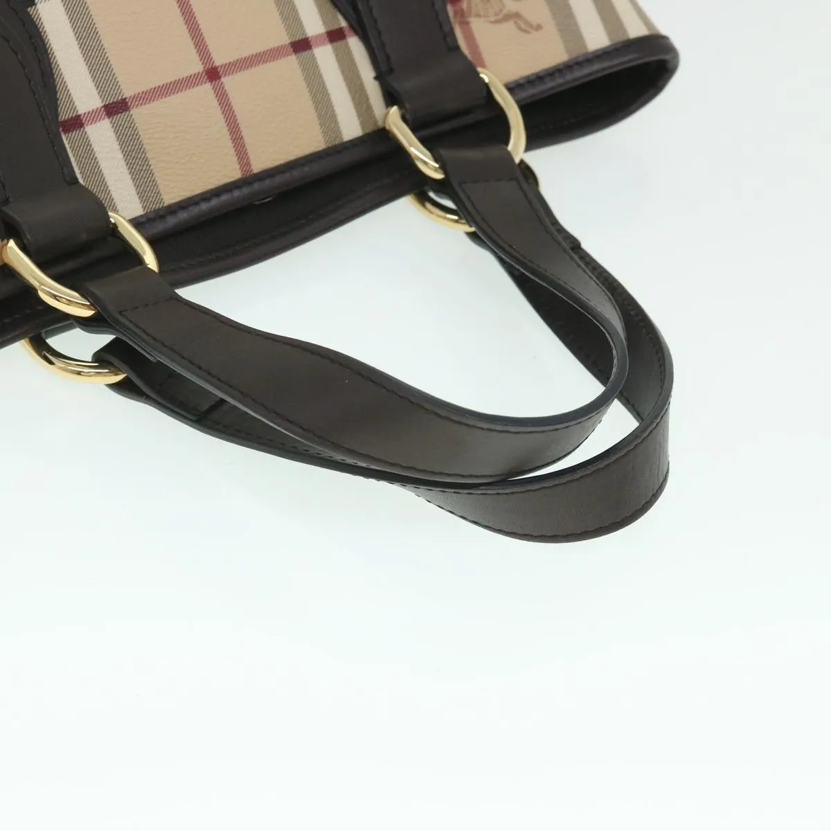 BURBERRY Nova Check Hand Bag PVC Leather Beige  yk8975