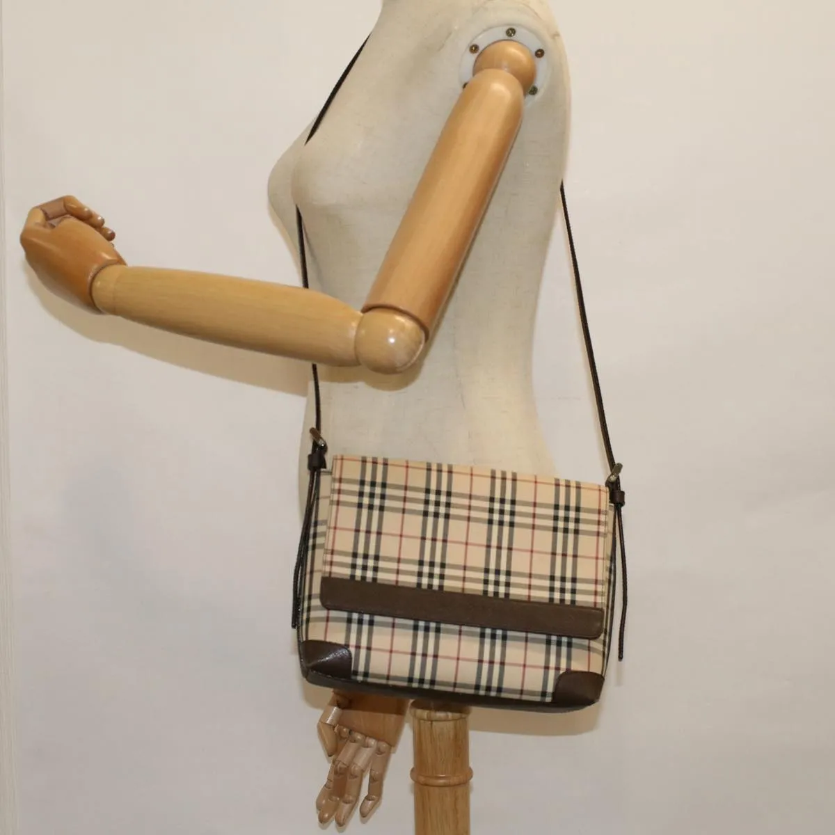 BURBERRY Nova Check Shoulder Bag Canvas Beige Brown  60352