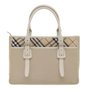 BURBERRY Nova Check Shoulder Bag Nylon Leather Beige  am4592