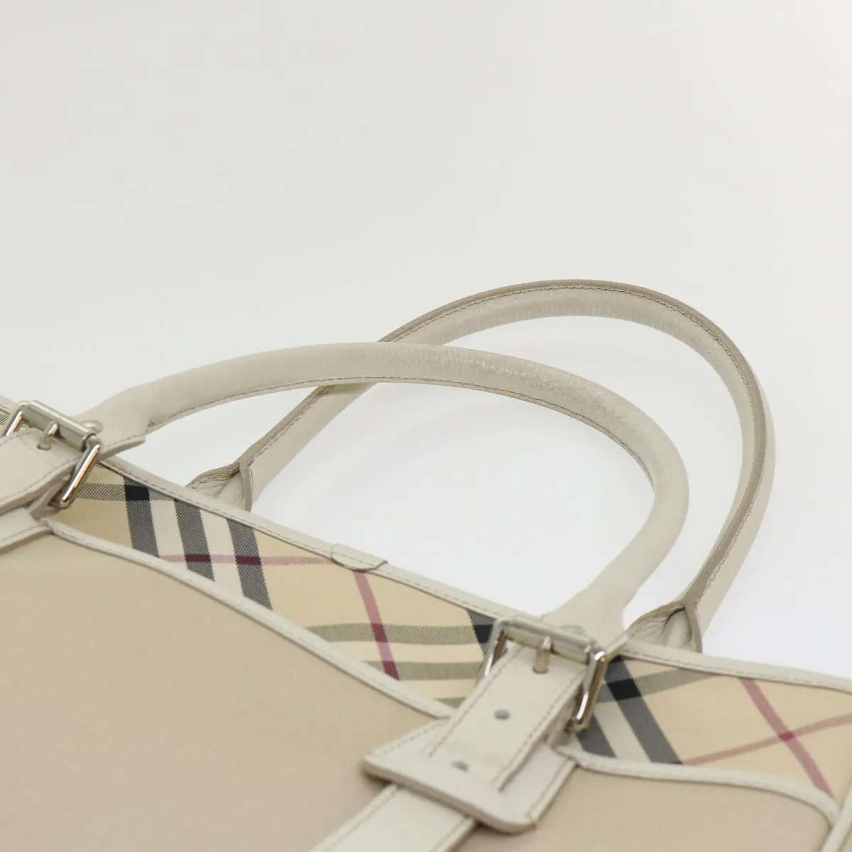 BURBERRY Nova Check Shoulder Bag Nylon Leather Beige  am4592