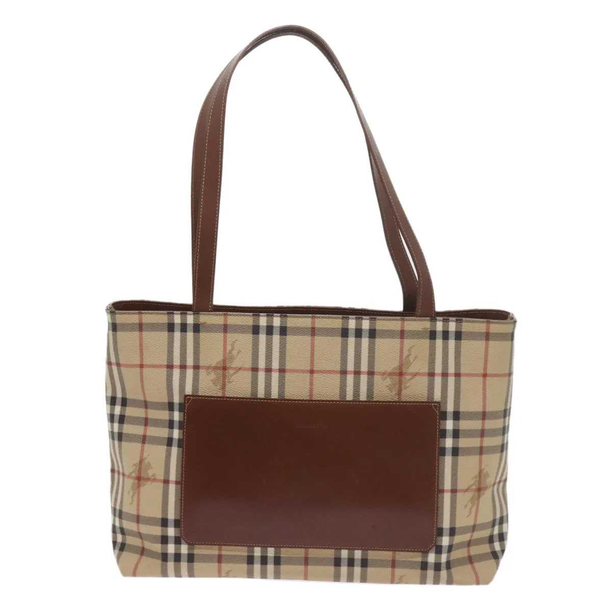 BURBERRY Nova Check Tote Bag PVC Leather Beige  60694