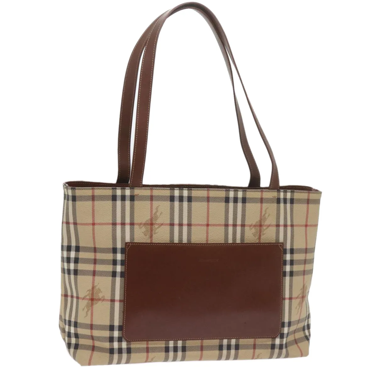 BURBERRY Nova Check Tote Bag PVC Leather Beige  60694